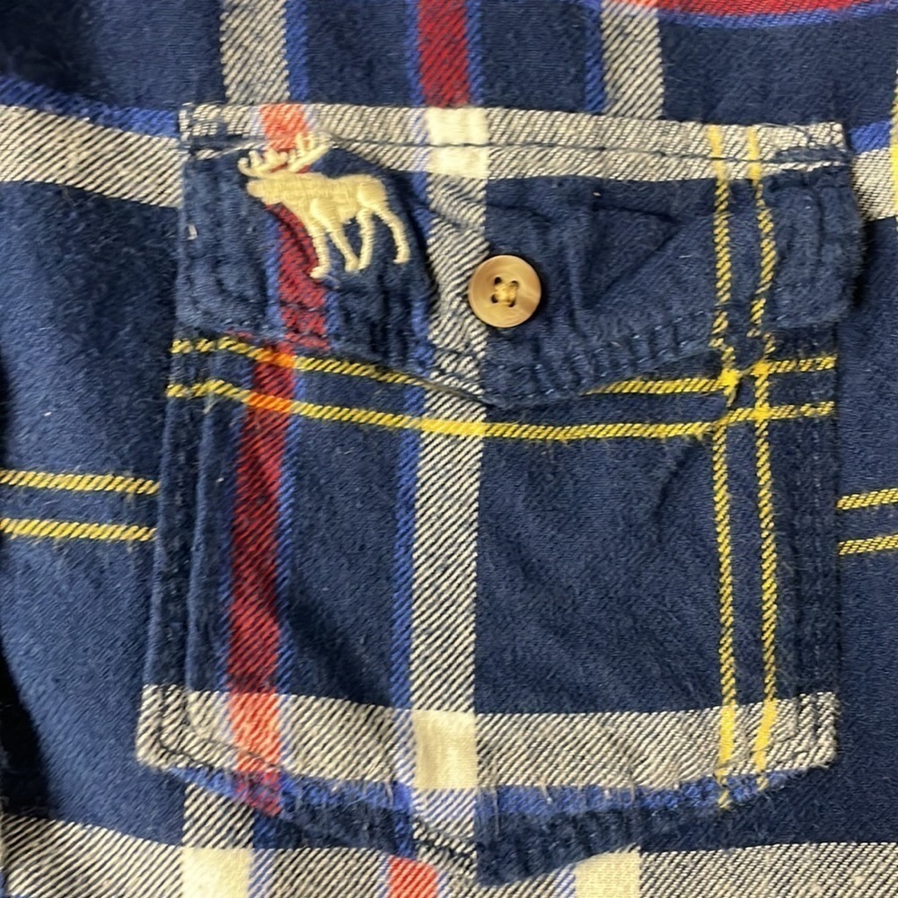 Abercrombie & Fitch Blue Plaid Flannel  Button Down Shirt, S, 100% cotton - Picture 4 of 7